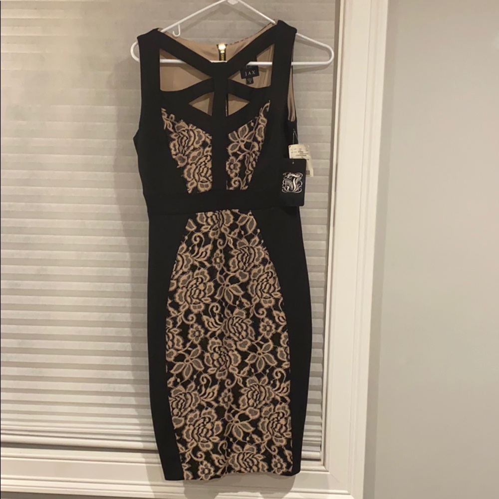 fitted dress with strappy sexy neckline sz4 NWT